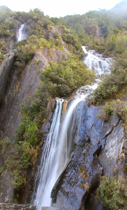 Fantastic waterfalls are everywhere along the valley to the glaciers Fantastic waterfalls are everywhere along the valley to the glaciers