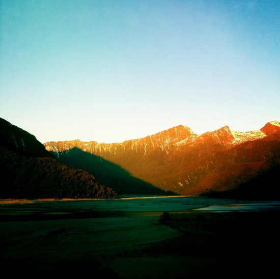 The West Coast mountains at sunset not far from Haast The West Coast mountains at sunset not far from Haast