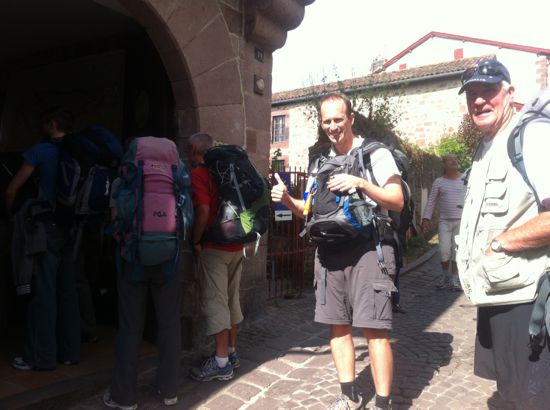Adam at the Pilgrim Office waiting for a pilgrim passport