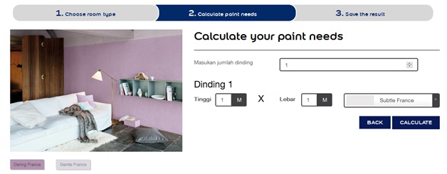 Kalkulasi kebutuhan cat Dulux Pentalite