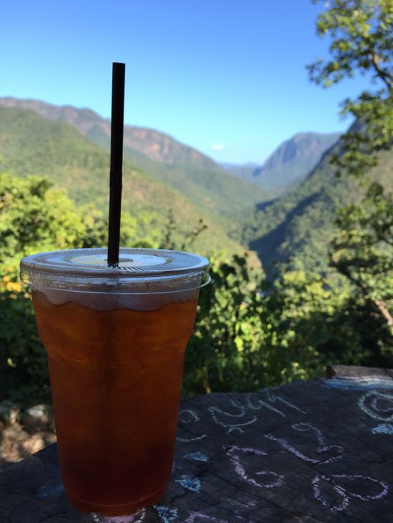 Menikmati Thai Tea sambil istirahat
