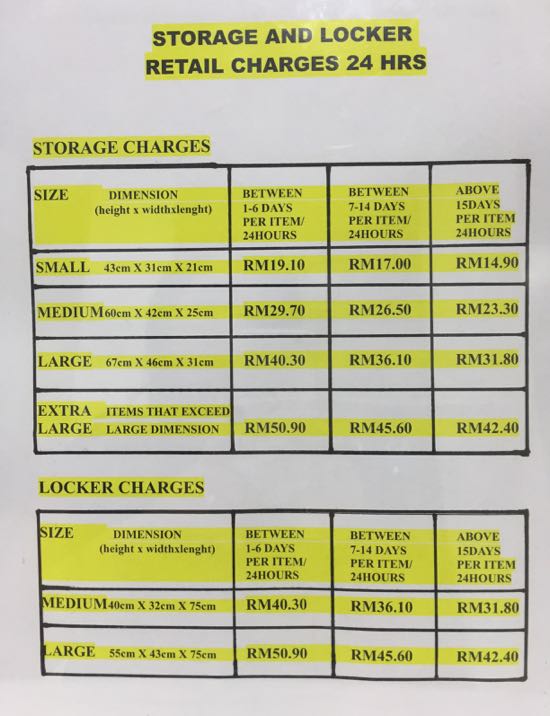 Tarif Penitipan bagasi di KLIA2