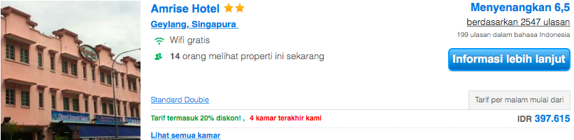 Amrise Hotel Singapore Harga